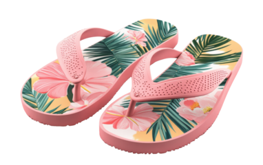 Colorful flip flops for summer on white background.png