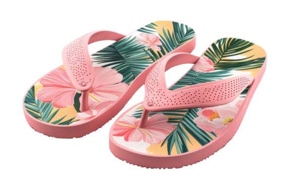 Colorful flip flops for summer on white background.png