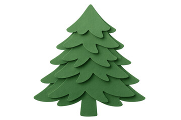 Obraz premium Green felt christmas tree cutout creating a holiday decoration for festive greetings on transparent background