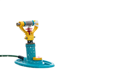 Aquatic fun sprinkler splash cut out on PNG isolated on white. AI GENERATED.