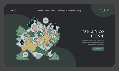 Naklejka premium Wellness Picnic Illustration with Relaxing Group Activity