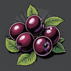 very tempting plum fruit vector