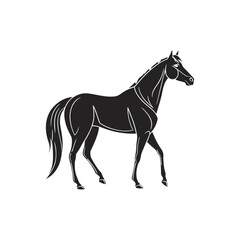 Elegant Walking Horse Silhouette on White Background