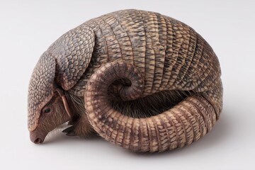 Obraz premium Curled up armadillo resting quietly on a soft surface