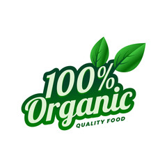 100% Organic Quality Food Logo | Fresh Natural Eco Green Label Design
