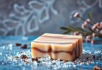 Luxurious organic handmade soap bar, natural ingredients,  handmade,   close-up
