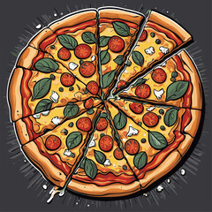 very delicious pizza food vector