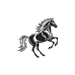 Elegant Black Horse Silhouette Vector on White Background