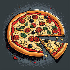 very delicious pizza food vector