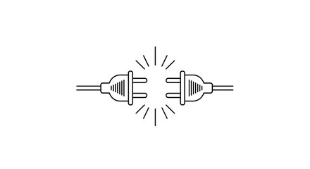Disconnected electrical plugs with sparks, illustrating a connection error or power failure concept.