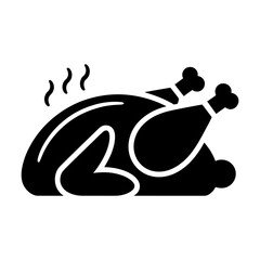 Cooked Turkey with aroma icon Silhouette vector on white background