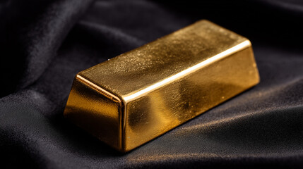 gold bar resting on a black velvet cloth