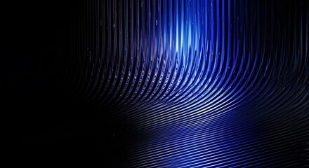 Abstract digital fingerprint pattern with glowing blue light and dark background