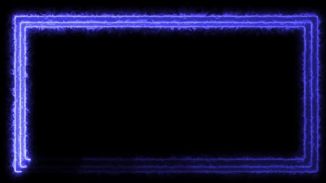 Glowing neon picture frame isolated on transparent background. neon frame with copy space for your design. Light glow border frame overlay element. Neon Futuristic frame sign PNG.