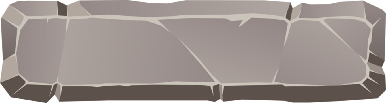 3D game asset UI vector icon image long rectangular stone button transparent png