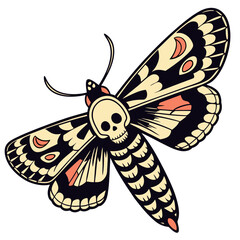 A deaths head moth with skull pattern, a symbol of mortality and transformation