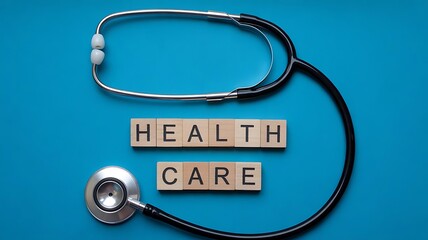 Healthcare Innovation Concept with Stethoscope and Wooden Building Blocks