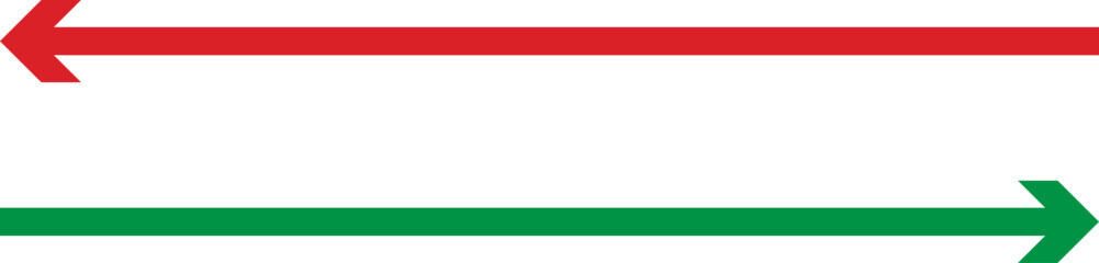 Opposing arrows red and green directional symbols