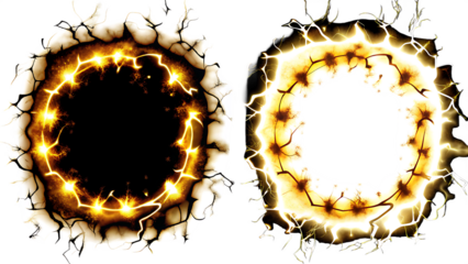 plasma glowing electric yellow hologram isolated on white background, png, ai generated