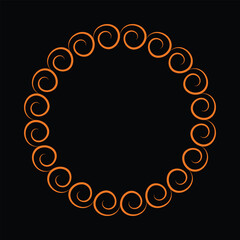 Orange Swirls Forming a Circular Border on Black Background circle frame
