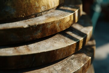 Macro of temple bell vibrating in sunlight