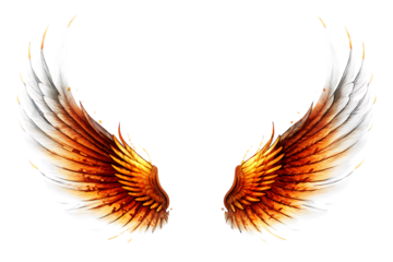 fire wings burn isolated on white background, png, ai generated.