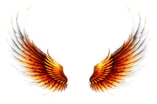 fire wings burn isolated on white background, png, ai generated.