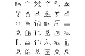Construction and Building Line Icons Collection