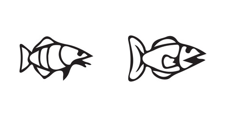 Fish icon set, seafood food apps,  seafood food website, fish or seafood symbol, food sign collection,  vector illustration EPS 10.