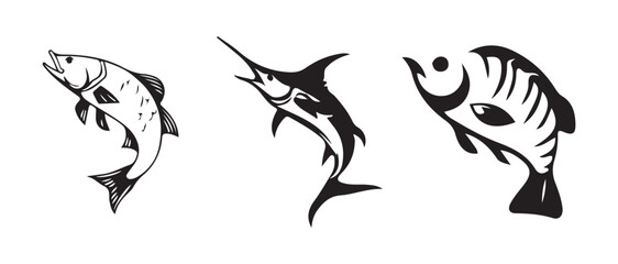 Fish icon set, seafood food apps,  seafood food website, fish or seafood symbol, food sign collection,  vector illustration EPS 10.