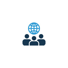 Global teamwork and collaboration icon representing international business and diversity