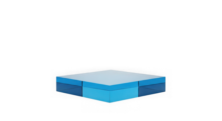 Abstract geometric cube shape with blue and white tones on black background