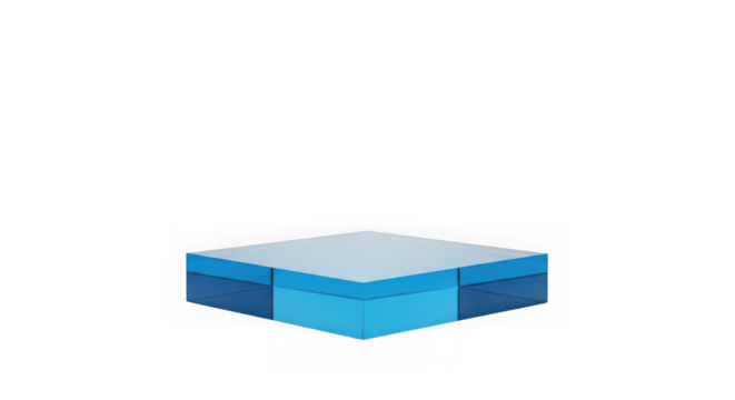 Abstract geometric cube shape with blue and white tones on black background