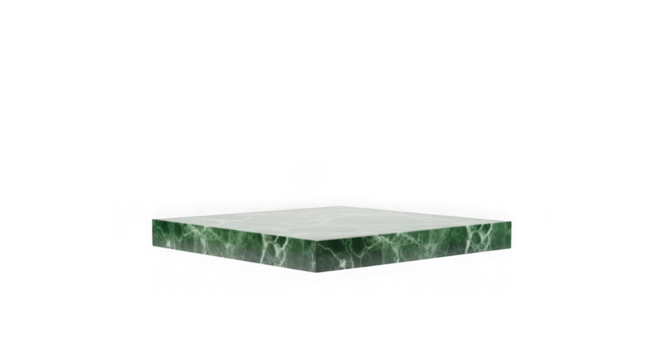 Abstract green and white geometric shape with light reflections on black background