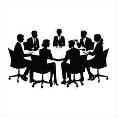 Meeting group discussion vector silhouette outline logo design concept illustration