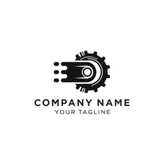 Dynamic Gear Logo Design Representing Speed and Innovation.