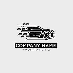 Sleek black car logo design for a modern transport company.