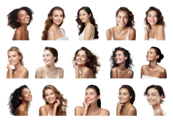 PNG Diverse women smiling portraits, element set on transparent background