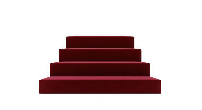 Luxurious red carpeted stairs leading upwards in darkness