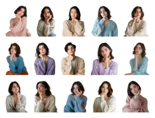 PNG Cozy sweater fashion portraits, element set on transparent background