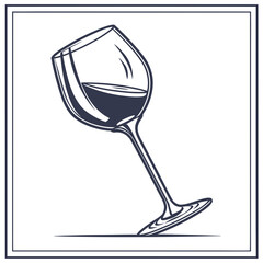 Tilted Wine Glass with Dark Red Wine in Frame Keywords: wine glass, red wine, beverage, drink