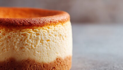 Moist And Smooth Cheesecake Surface In Close-Up Macro Shot With Copy Space And No Template For Food Bakery Displaying Homemade Cake Concept.