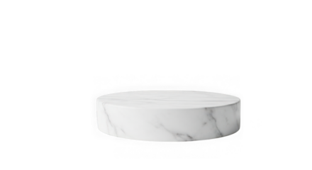 Minimalist white marble cylinder pedestal on black background