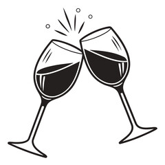 Two Wine Glasses Clinking Together With Bubbles And Sparkles toast celebration