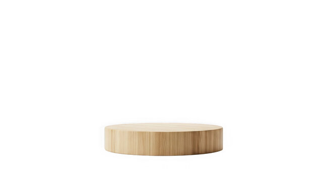 Minimalist wooden pedestal on a black background for product display