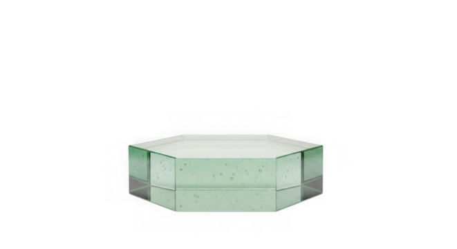 Octagonal clear crystal box on black background