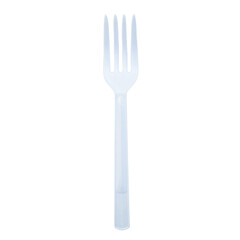 White plastic fork, isolated on transparent background