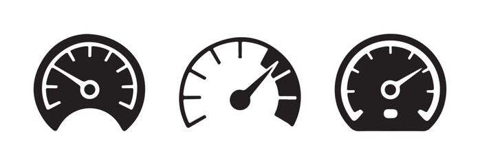 Speedometer icon set, automotive symbols collection,  fast speed, Internet speed, gauge, dashboard, indicator, tachometer, scale, rating meter signs, vector illustration EPS 10.