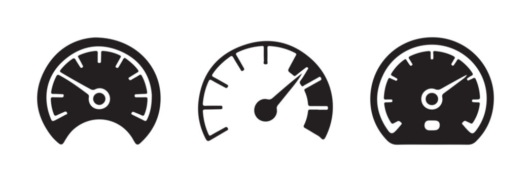 Speedometer icon set, automotive symbols collection,  fast speed, Internet speed, gauge, dashboard, indicator, tachometer, scale, rating meter signs, vector illustration EPS 10.