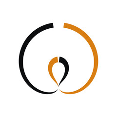 Abstract Black and Orange Intertwined Circles Logo Vector Illustration